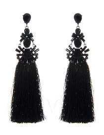 Fashion Black Geometric Shape Diamond Decorated Earrings