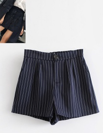 Fashion Navy Strip Shape Decorated Shorts