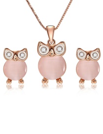 Fashion Rose Gold Owl Shape Decorated Jewelry Sets(2pcs）
