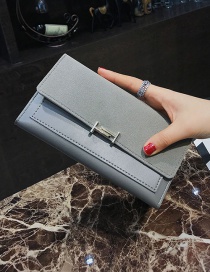 Elegant Light Gray Lock Shape Decorated Wallet