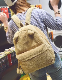Lovely Khaki Pure Color Decorated Backpack