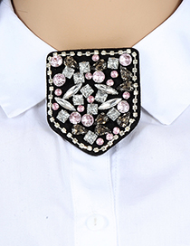 Fashion Black+white+pink Square Shape Decorated Brooch
