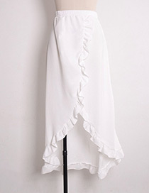 Fashion White Pure Color Decorated Skirt