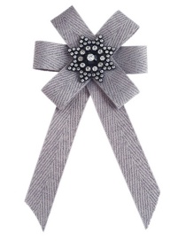 Trendy Gray Flower Shape Design Bowknot Brooch