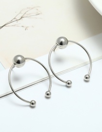 Elegant Silver Color C Shape Design Pure Color Earrings