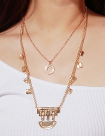 Elegant Gold Color Pure Color Design Double Layer Necklace