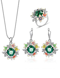 Fashion Multi-color Flowers Design Color Matching Jewelry Sets