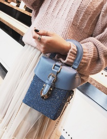 Fashion Blue Paillette Shape Decorated Bag