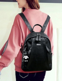 Trendy Black Pure Color Decorated Backpack(without Bear)