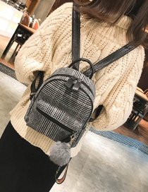 Trendy Gray Grid Pattern Decorated Backpack
