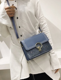 Fashion Blue Buckle Decorated Square Shape Shoulder Bag