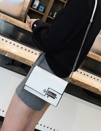 Fashion White Square Shape Buckle Decorated Shoulder Bag