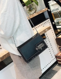 Fashion Black Square Shape Buckle Decorated Shoulder Bag
