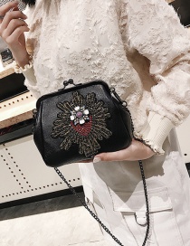 Fashion Black Diamond Decorated Shell Shape Shoulder Bag