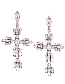 Fashion White Oval Shape Diamond Decorated Earrings