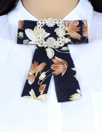 Fashion Navy+white Square Shape Decorated Bowknot Brooch