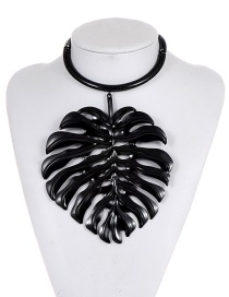 Fashion Black Leaf Shape Decorated Pure Color Choker