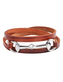 Fashion Brown+silver Color Circular Ring Decorated Multi-layer Bracelet