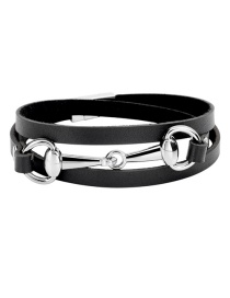 Fashion Black+silver Color Circular Ring Decorated Multi-layer Bracelet