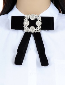 Trendy Black Square Shape Decorated Bowknot Brooch