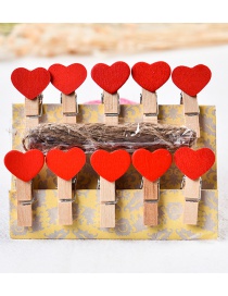 Fashion Red Heart Shape Decorated Pure Color Clips(10pcs)