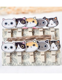 Fashion Multi-color Cartoon Cats Decorated Color Matching Clips(10pcs)