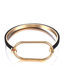 Fashion Gold Color+black Geometric Shape Design Pure Color Bracelet