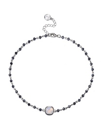 Fashion Silver Color+white Round Shape Gemstone Decorated Necklace