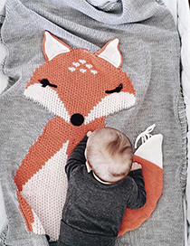 Fashion Orange Fox Pattern Decorated Blanket