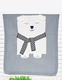 Fashion Gray Bear Pattern Decorated Blanket
