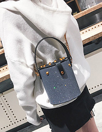 Fashion Gray Bucket Shape Decorated Bag