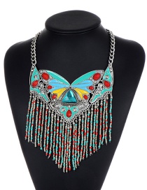 Fashion Blue Butterfly Shape Decorated Necklace