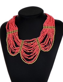 Fashion Plum Red Bead Decorated Necklace