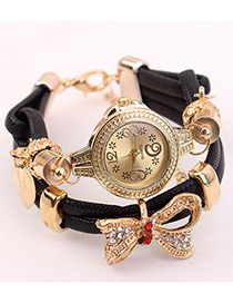 Elegant Black Bowknot Shape Decorated Watch