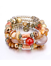 Vintage Brown Beads Decorated Multi-layer Bracelet