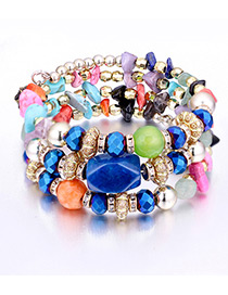 Vintage Multi-color Beads Decorated Multi-layer Bracelet
