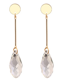 Elegant White Oval Shape Diamond Decorated Earrings