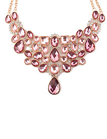 Elegant Pink Pure Color Decorated Necklace