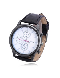 Fashion Black Three Dials Pattern Decorated Watch