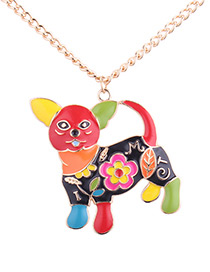 Fashion Multi-color Chihuahua Shape Decorated Necklace