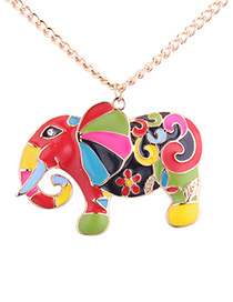 Fashion Multi-color Elephant Shape Decorated Necklace