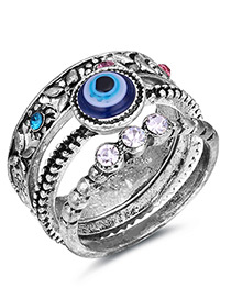 Fashion Silver Color Eye Shape Pattern Design Ring Sets (3pcs)