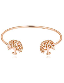 Personality Gold Color Tree Shape Decorated Pure Color Bracelet