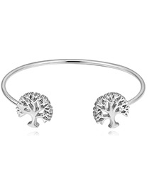Personality Silver Color Tree Shape Decorated Pure Color Bracelet