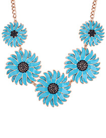 Fashion Blue Daisy Shape Decorated Pure Color Necklace