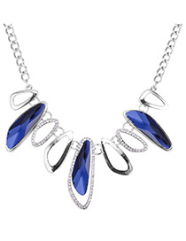 Elegant Blue Geometric Shape Design Simple Necklace