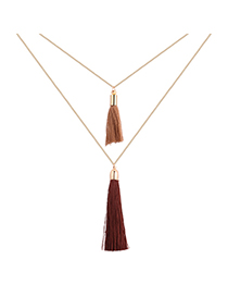 Fashion Coffee Tassel Decorated Necklace