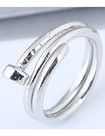 Vintage Silver Color Rivet Shape Decorated Ring