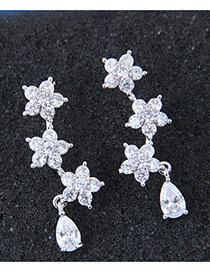 Fashion White Flowers Decorated Pure Color Earrings