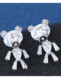 Fashion Silver Color Bear Shape Design Simple Earrings
